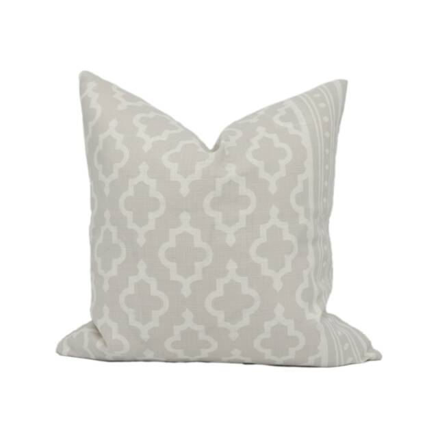 Schumacher - Jake Soft Grey Moroccan Inspired Geometric Cushion Cover Handmade Throw Pillow Designer Home D??cor - image 1