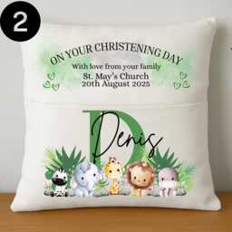 Personalised Christening Cushion With Pocket, Baptism Gift, Custom Name Cushion, Nursery Keepsake, 9 Designs - thumbnail 2