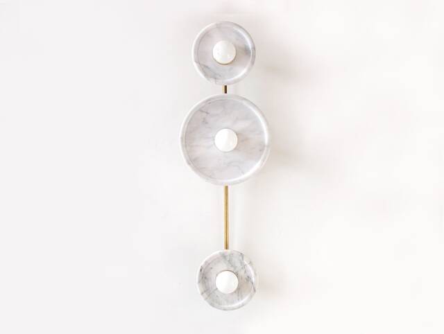 White Marble & Brass Triple Wall Sconce Light Vanity Fixture Powder Room Lights Bathroom Lighting Unique - image 1
