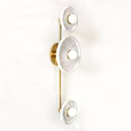 White Marble & Brass Triple Wall Sconce Light Vanity Fixture Powder Room Lights Bathroom Lighting Unique - thumbnail 3