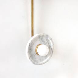 White Marble & Brass Triple Wall Sconce Light Vanity Fixture Powder Room Lights Bathroom Lighting Unique - thumbnail 4