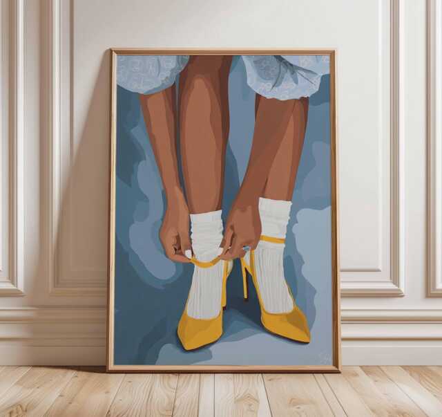 Yellow Heels Poster, Fashion Wall Art, Modern Figurative Print, Stylish Shoe Illustration, Contemporary Minimalist Decor - image 1