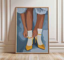 Yellow Heels Poster, Fashion Wall Art, Modern Figurative Print, Stylish Shoe Illustration, Contemporary Minimalist Decor - thumbnail 1