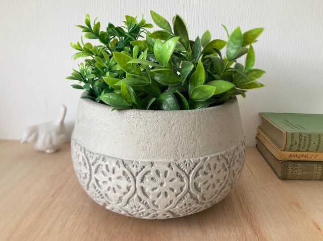 Embossed Concrete Plant Pot Handmade Boho Planter For Succulents - image 1