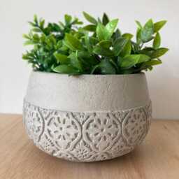 Embossed Concrete Plant Pot Handmade Boho Planter For Succulents - thumbnail 2