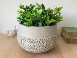 Embossed Concrete Plant Pot Handmade Boho Planter For Succulents