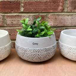 Embossed Concrete Plant Pot Handmade Boho Planter For Succulents - thumbnail 3