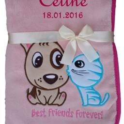 Baby Blanket Embroidered With Name Dog Cat Baby Baptism - thumbnail 2