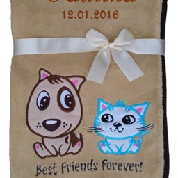 Baby Blanket Embroidered With Name Dog Cat Baby Baptism - thumbnail 3