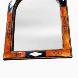 Orange Frame Wall Mirror Decor - Bone Inlay - thumbnail 4