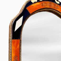 Orange Frame Wall Mirror Decor - Bone Inlay - thumbnail 3