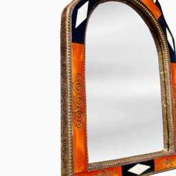 Orange Frame Wall Mirror Decor - Bone Inlay - thumbnail 2