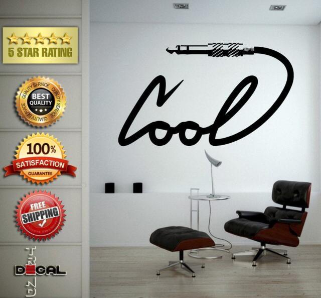 Word Cool in Audio Phono Stereo Cable Wire Music Studio Tools Wall Decal Vinyl Sticker Mural Room Decor L1764 - image 1