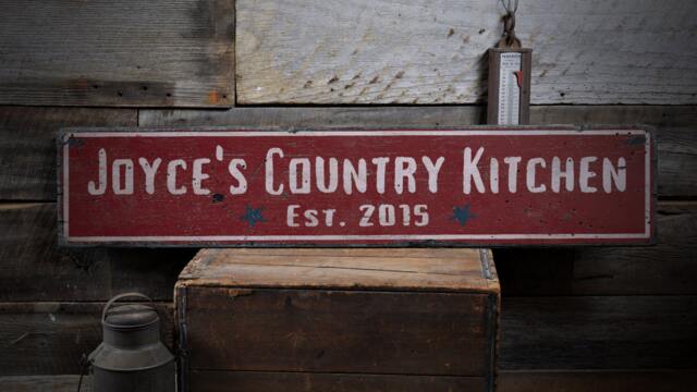Country Kitchen Sign, Rustic Primitive Kitchen, Wall Decor - Hand Made Distressed Wood - image 1
