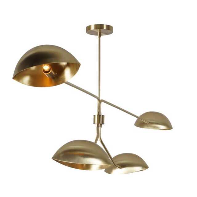 Mid Century Sputnik Chandelier - Four-Arm Raw Brass Pendant Light - image 1