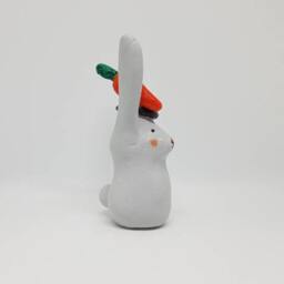 Artistic Rabbit Figurine Clay Ceramic Sculpture Gift Home Decor - thumbnail 4