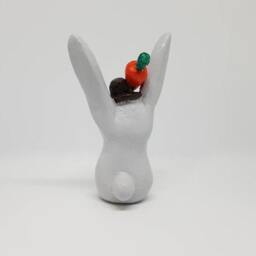 Artistic Rabbit Figurine Clay Ceramic Sculpture Gift Home Decor - thumbnail 3