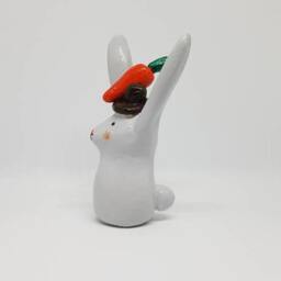 Artistic Rabbit Figurine Clay Ceramic Sculpture Gift Home Decor - thumbnail 2