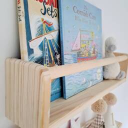 Pine Nursery Shelf With Pegs - Floating Book Storage - thumbnail 3