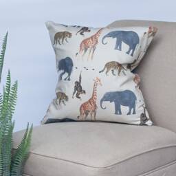 Zoo Animals Cushion. Giraffes, Elephants, Tigers, & Monkeys. Double Sided, 43cm - 17 - thumbnail 3