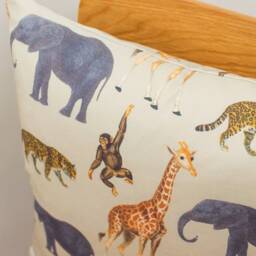 Zoo Animals Cushion. Giraffes, Elephants, Tigers, & Monkeys. Double Sided, 43cm - 17 - thumbnail 2