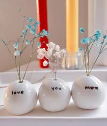 Set Of 3 Love You Mom Tiny Vases/Unique Gift Handcrafted Vases Mother's Day Gift Personalized Valentine's Birthday Xmas - thumbnail 1