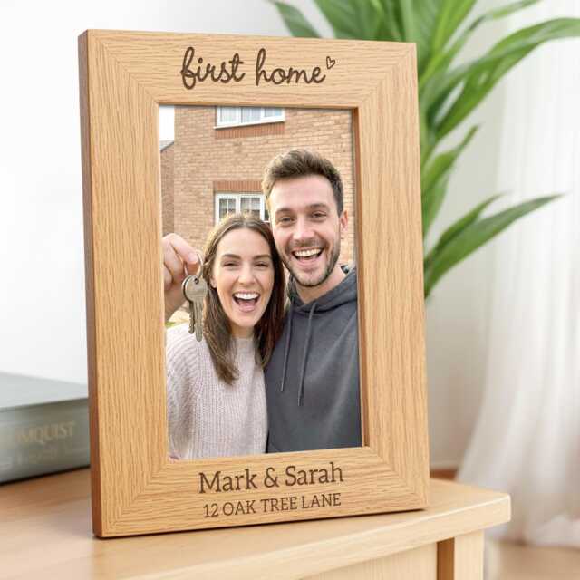 First Home Gifts, Personalised Engraved Wood Photo Frame - image 1