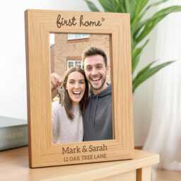 First Home Gifts, Personalised Engraved Wood Photo Frame