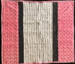 Handmade Modern Baby Minky Blanket Pink With Black Polka Dot & Doodles