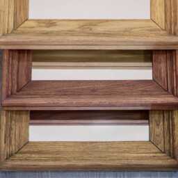 Solid Oak Wall Mirror Modern Rectangular Wood Frame, Beveled Edge - thumbnail 2