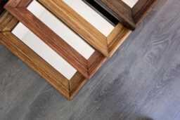 Solid Oak Wall Mirror Modern Rectangular Wood Frame, Beveled Edge - thumbnail 1