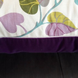 Jacobean Print Floral Cotton Pillow Cover With Purple Velvet Backing - thumbnail 4