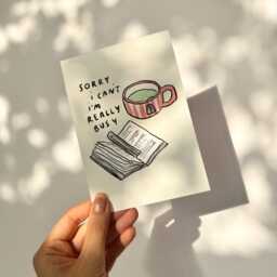 Sorry I Can't I'm Really Busy Wall Print - Early Night Poster Book Lover Reading in Tea Self Care Gift Idea - thumbnail 3