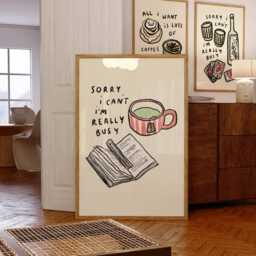 Sorry I Can't I'm Really Busy Wall Print - Early Night Poster Book Lover Reading in Tea Self Care Gift Idea - thumbnail 2