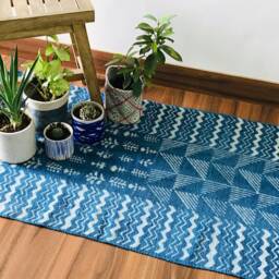 Handmade Cotton Indigo Dhurrie Rug Block Print Indian Rug - 2x3 - thumbnail 4