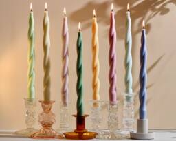 Handmade Pastel Twist Candles Beeswax Soy Blend Taper Candles