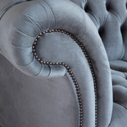 2 Seater Grey Velvet Chesterfield Sofa, British Handmade - thumbnail 3