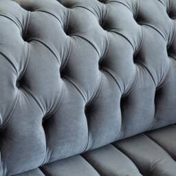 2 Seater Grey Velvet Chesterfield Sofa, British Handmade - thumbnail 4