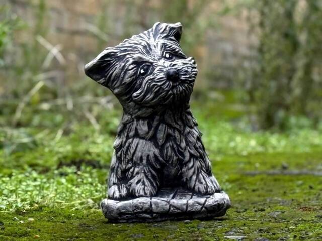 Concrete Yorkie Sculpture Stone Westie Dog Figurine Outdoor Statue