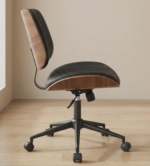 Eames Style Office Chair Leather Seat Swivel Chair - image 1