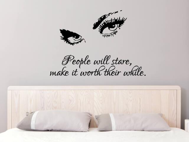 Quote Wall Decals Eyes Makeup Girl Woman Cosmetic Decal Vinyl Sticker Hair Beauty Salon Decor Art Mural Bedroom Ms305 - image 1