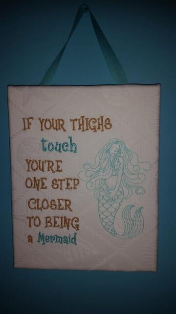 If Your Thighs Touch Mermaid Wall Decor - Embroidered Art Beach - image 1