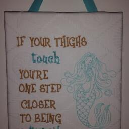 If Your Thighs Touch Mermaid Wall Decor - Embroidered Art Beach - thumbnail 4
