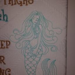 If Your Thighs Touch Mermaid Wall Decor - Embroidered Art Beach - thumbnail 3