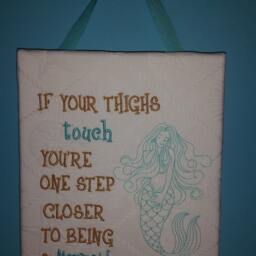 If Your Thighs Touch Mermaid Wall Decor - Embroidered Art Beach - thumbnail 2