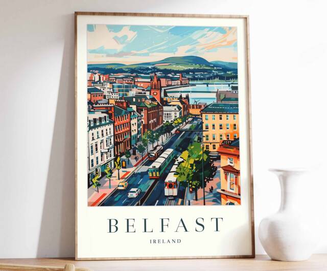 Belfast Ireland Travel Poster Retro City Art Print - image 1