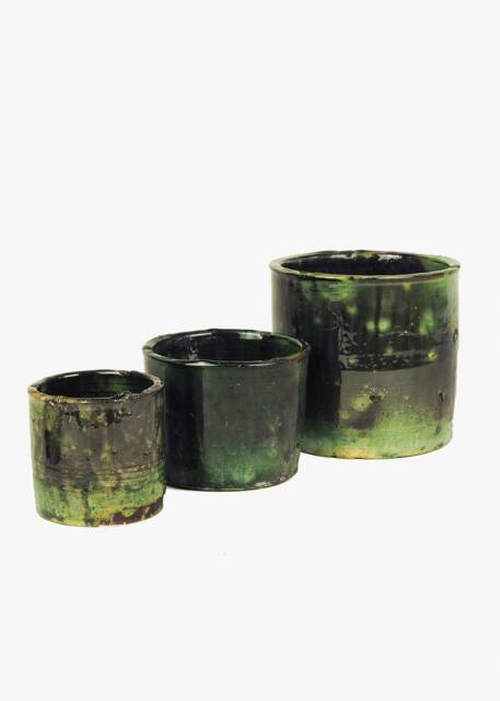 Summer Sale Moroccan Vintage Shaded Green Glaze Tamegroute Planter/Pot, Small, Medium, Large, Handmade Pottery, Plant Pot, Utensil Pot - image 1