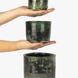 Summer Sale Moroccan Vintage Shaded Green Glaze Tamegroute Planter/Pot, Small, Medium, Large, Handmade Pottery, Plant Pot, Utensil Pot - thumbnail 4
