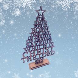 Wooden Christmas Tree Table Decoration, Luke 211, Religious Gift - thumbnail 3