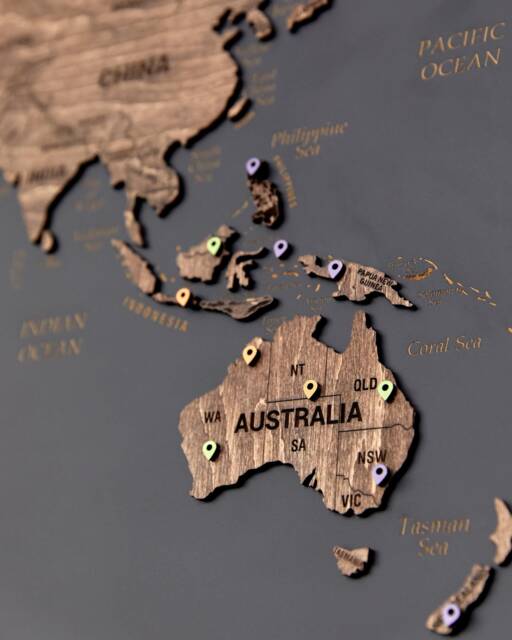 Wooden World Map Wall Art, Push Pin Travel Apartment Decor, 5Th Anniversary Gift Wood Art Classroom New Home Hanging - image 1
